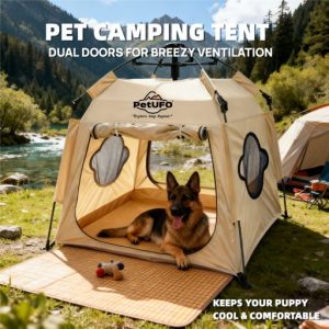 Instant Pop Up Pet Tent for Indoor Outdoor Use, Mesh Dog & Cat Tent